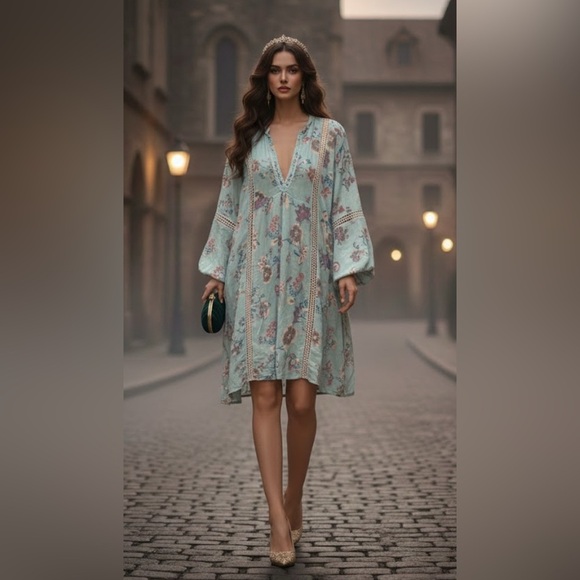 Free People Dresses & Skirts - Free People Floral Blue Dress